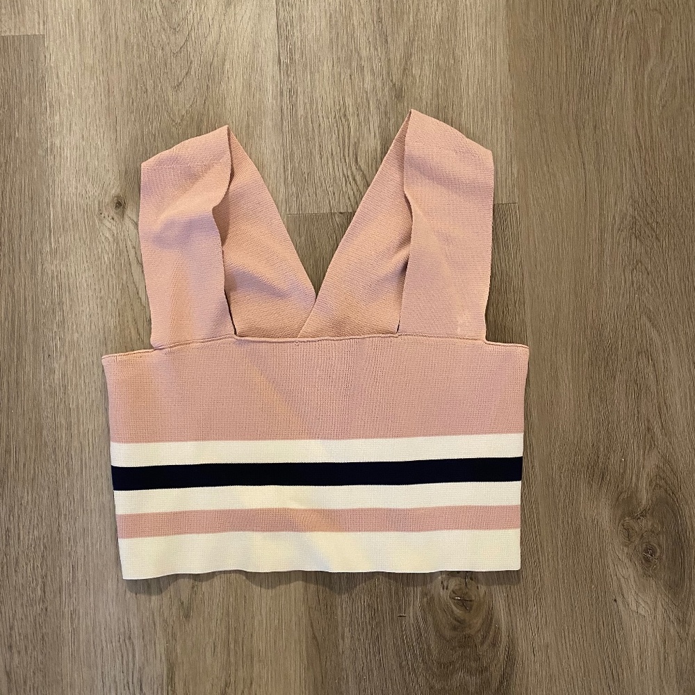 LF Striped Straight Neck Crop Top